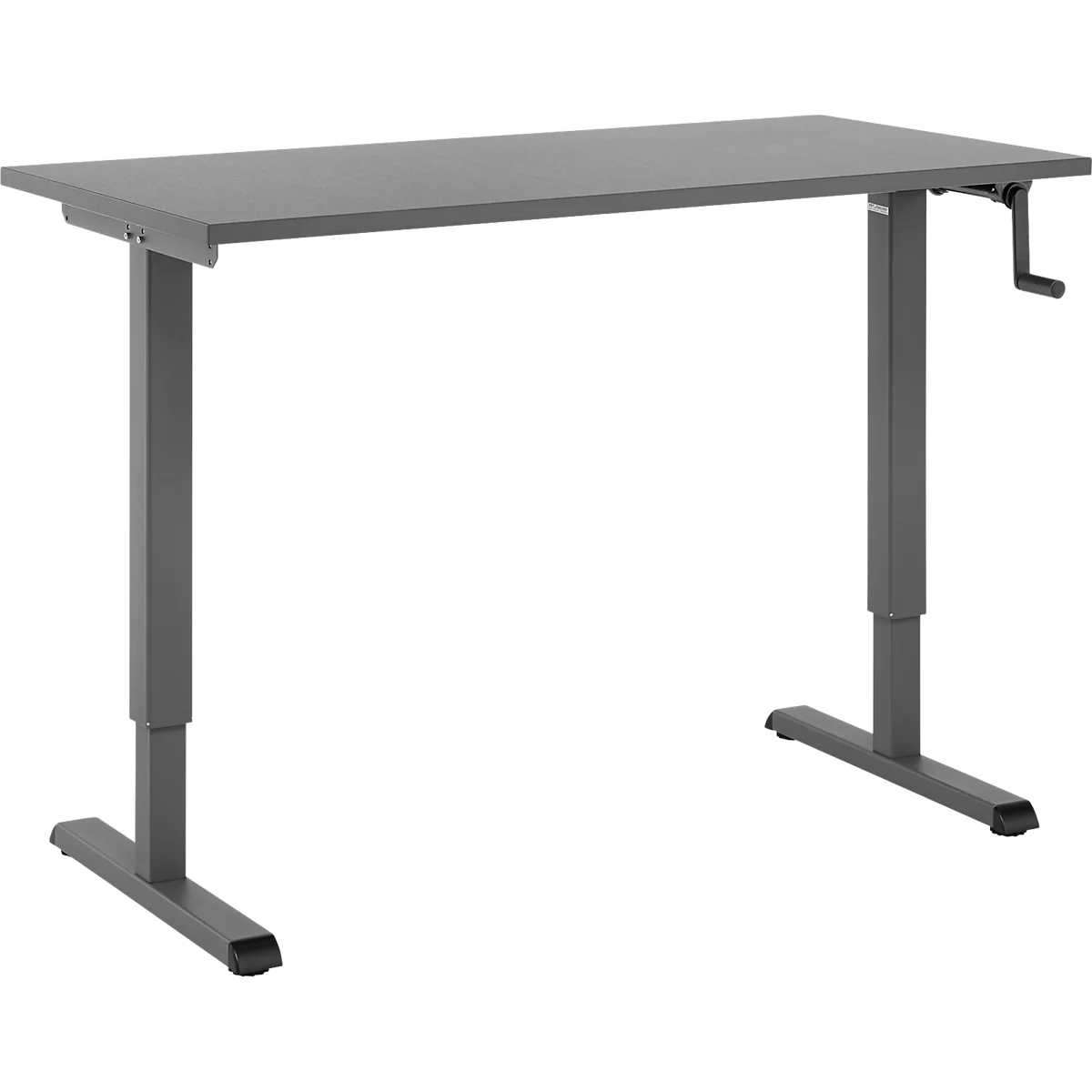 Home-Office-Schreibtisch Multiflex, manuell höhenverstellbar mit Kurbel, B 1300 x T 650 x H 700-1180 mm, graphit/anthrazit