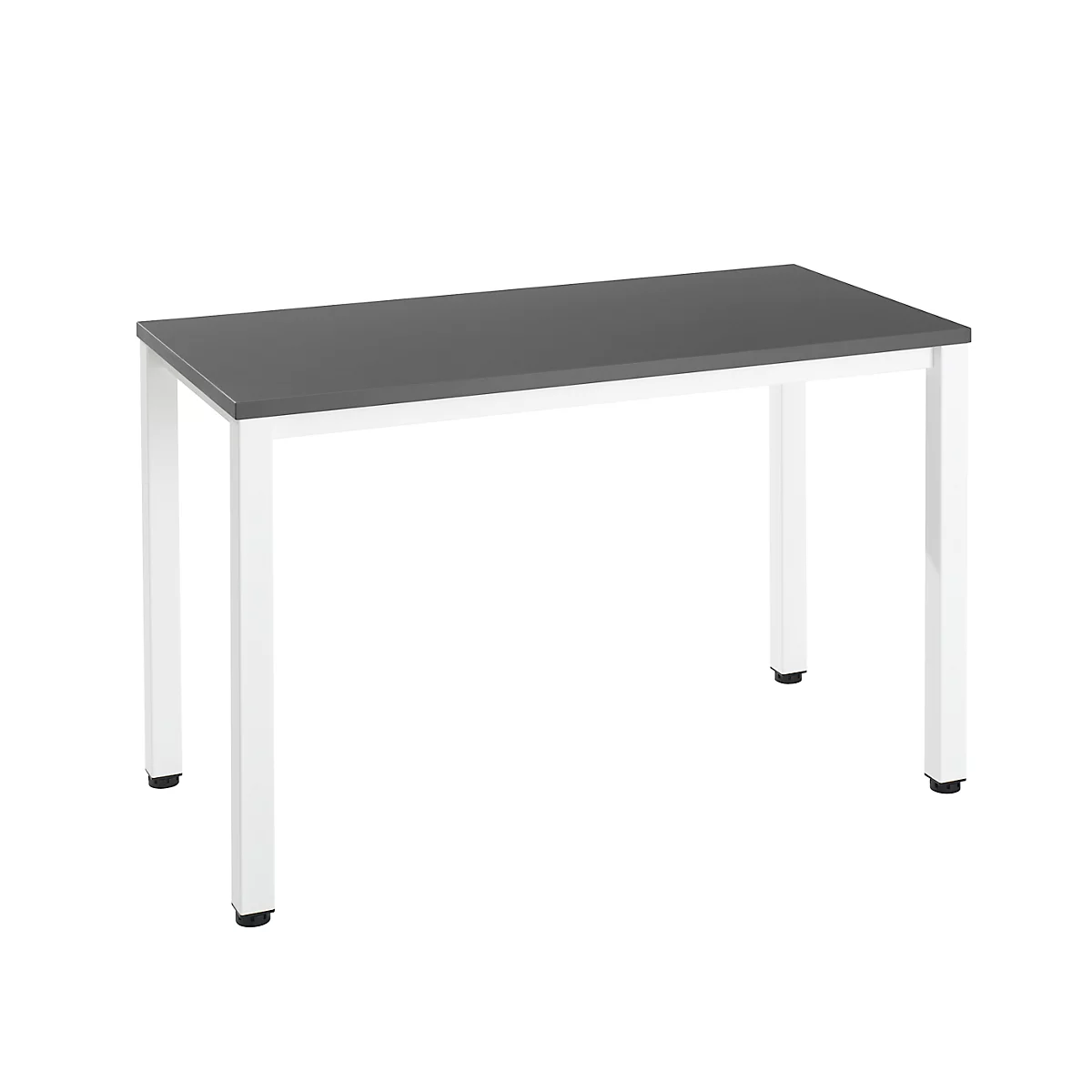 Home Office Schreibtisch Nevada, Rechteck, 4-Fuß Quadratrohr, B 1200 x T 600 x H 740 mm, dunkelgrau/weiß