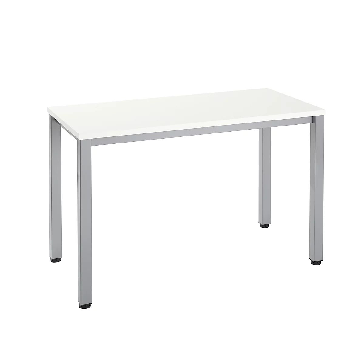 Home Office Schreibtisch Nevada, Rechteck, 4-Fuß Quadratrohr, B 1200 x T 600 x H 740 mm, weiß/alusilber