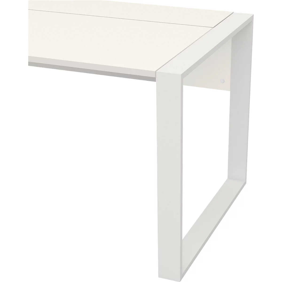 Home Office Schreibtisch TEMPIO, Rechteck, Kufen, B 1500 x T 800 x H 740 mm, weiß + Kabelführungsbügel