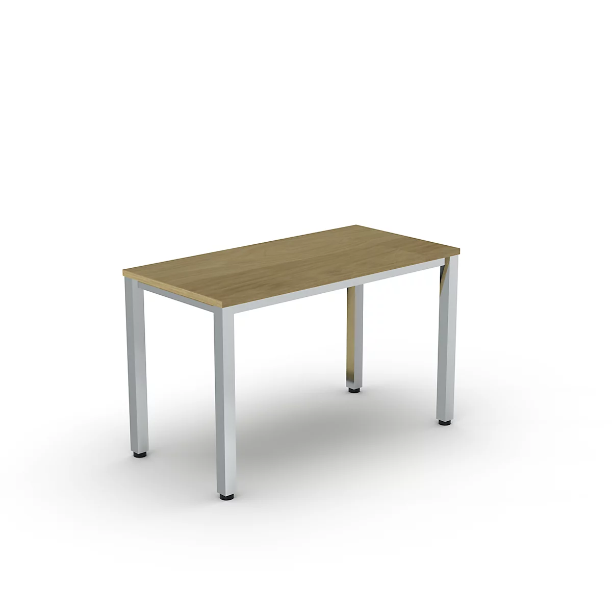 Home Office Table Bexxstar, rectangulaire, 4 pieds en tube carré, L 1200 x P 600 x H 740 mm, décor chêne/chrome argenté