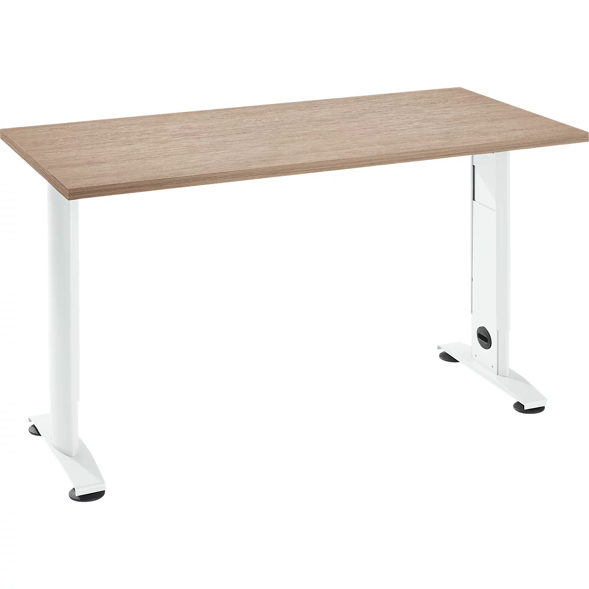 Home Office tafel Login, C-poot, B 1300 x D 650 mm, eiken/ verkeerswit