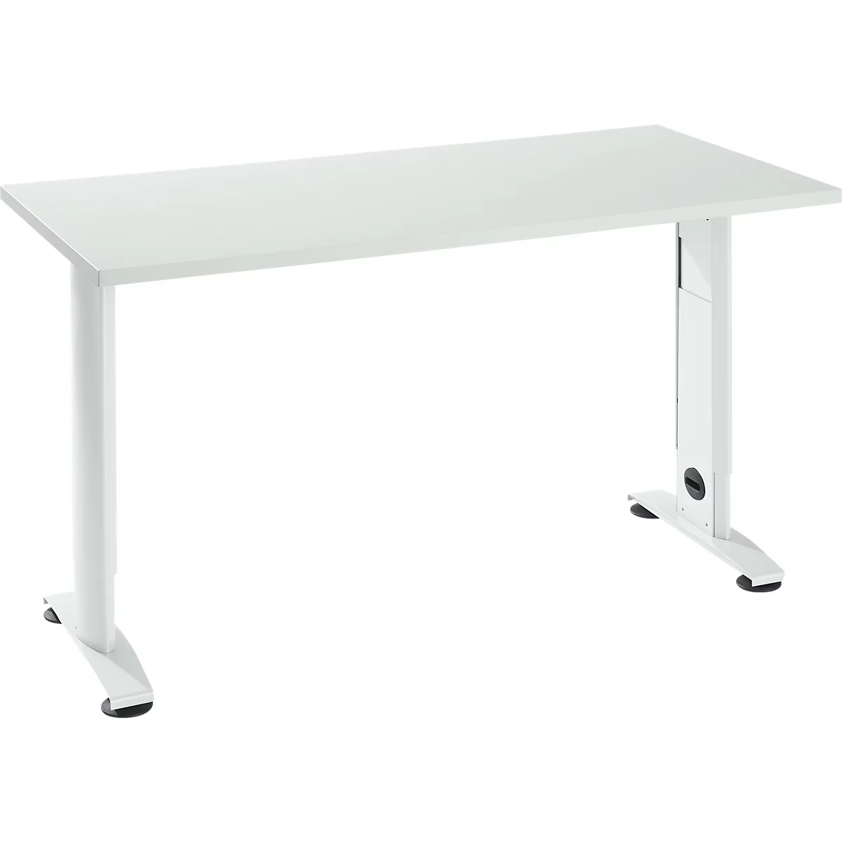 Home Office tafel Login, C-poot, B 1300 x D 650 mm, lichtgrijs/verkeerswit