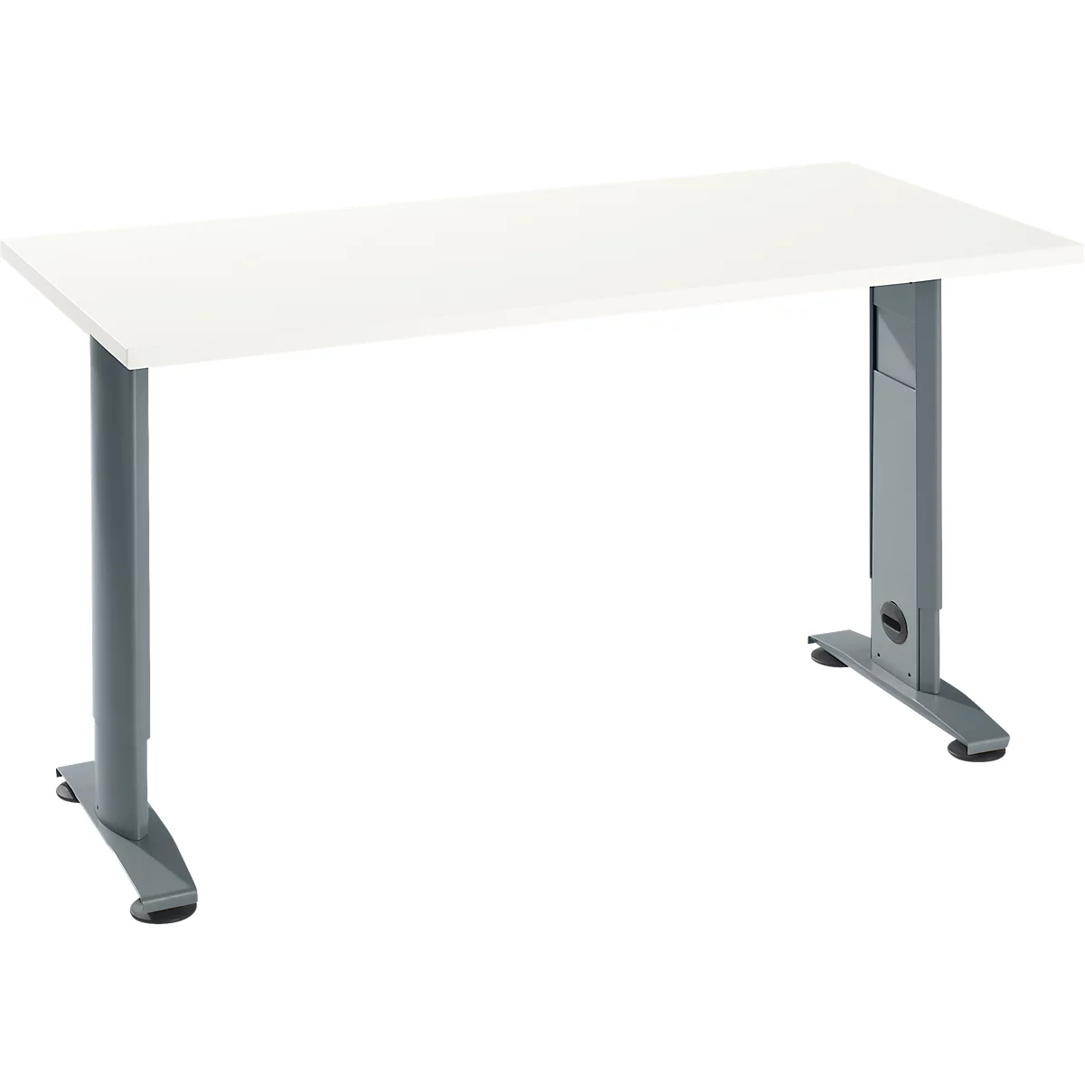 Home Office tafel Login, C-voet, B 1300 x D 650 mm, wit/basaltgrijs