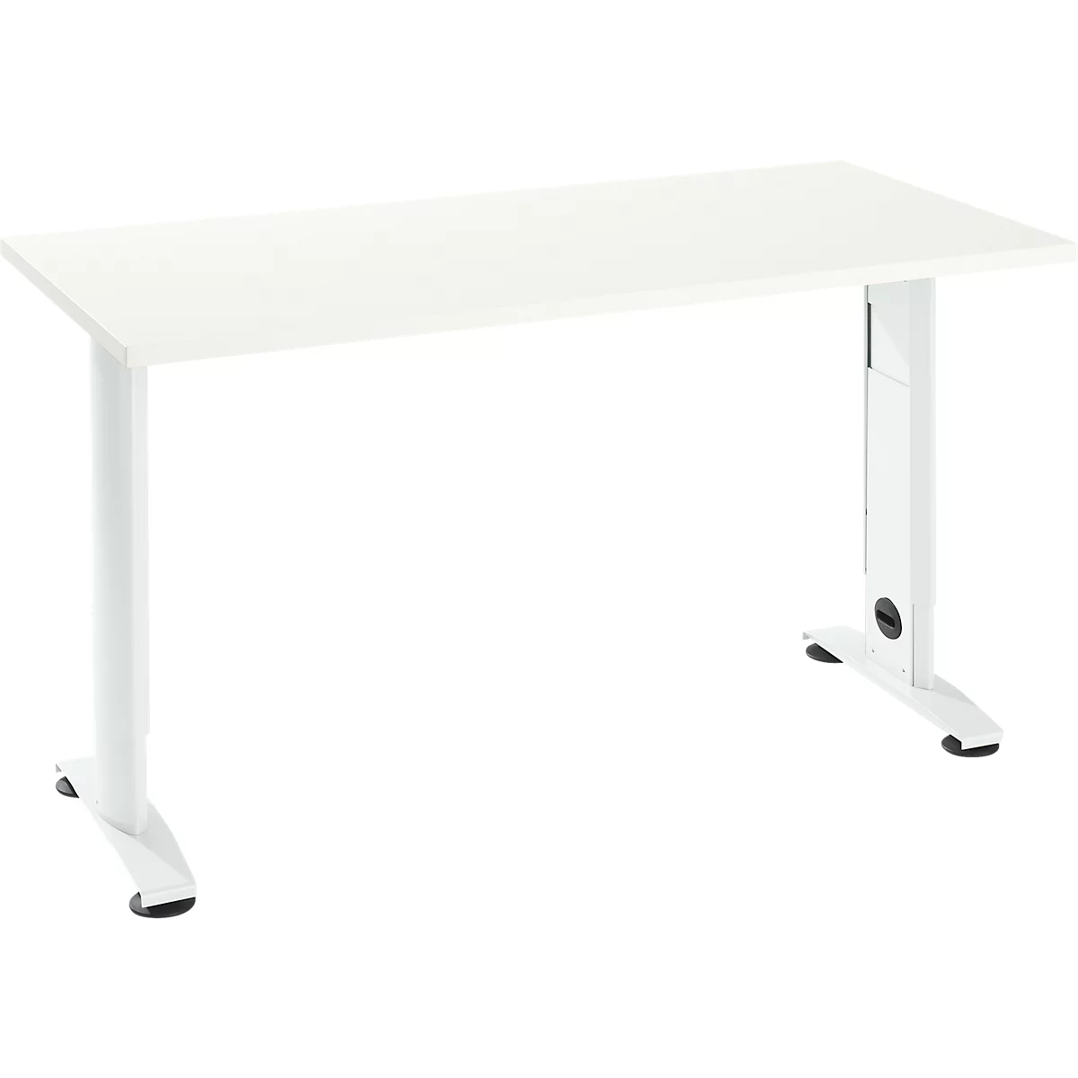 Home Office tafel Login, C-voet, B 1300 x D 650 mm, wit/verkeerswit