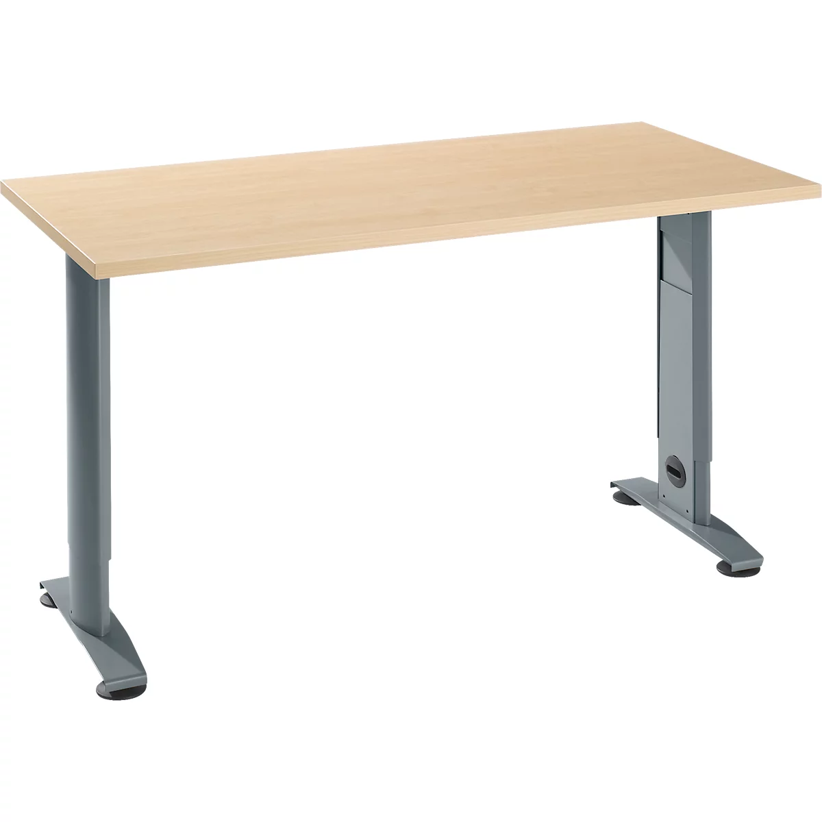 Home Office Tisch Login, C-Fuß, B 1300 x T 650 mm, Ahorn/basaltgrau
