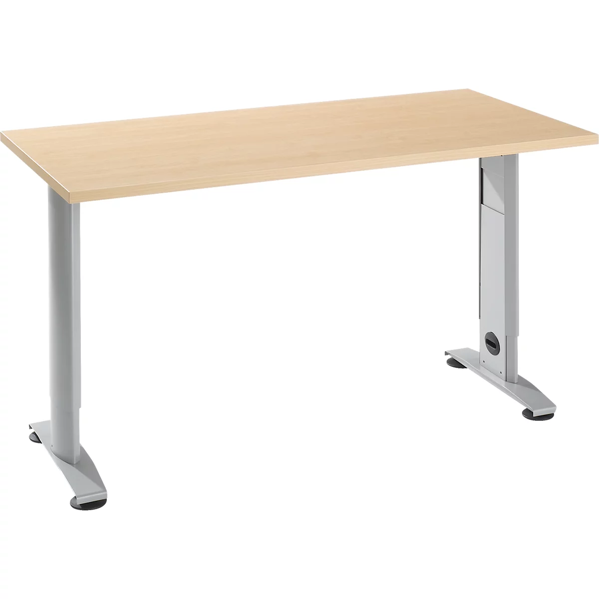 Home Office Tisch Login, C-Fuß, B 1300 x T 650 mm, Ahorn/weißalu