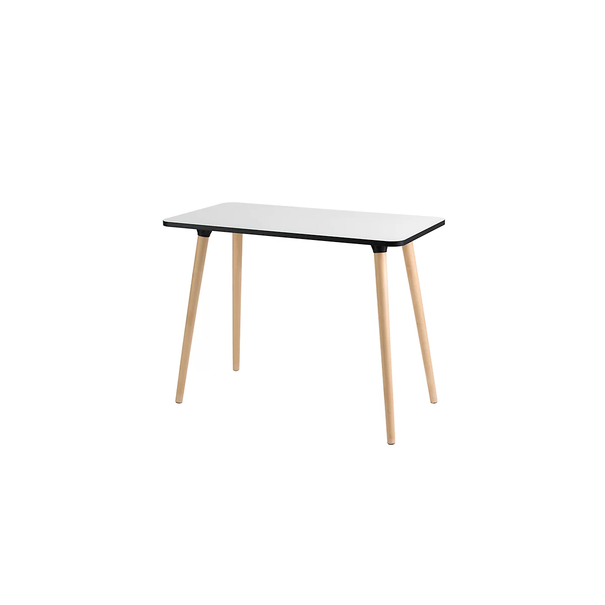 Home Office Tisch, Rechteck, 4-Fuß Gestell aus Massivholz, B 1140 x T 600 x H 750 mm, weiß/Buche