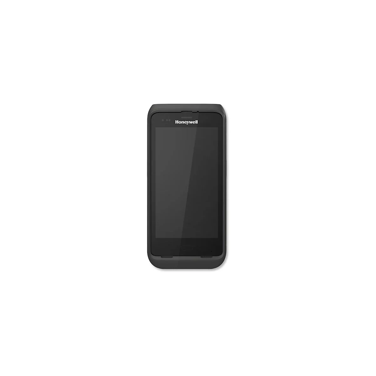 Ein schwarzes Honeywell-Handheld-Gerät mit großem Bildschirm. Auf dem Gerät steht "Honeywell".