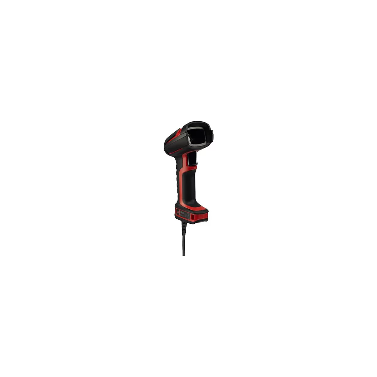 Un appareil portatif noir et rouge avec une connexion filaire.