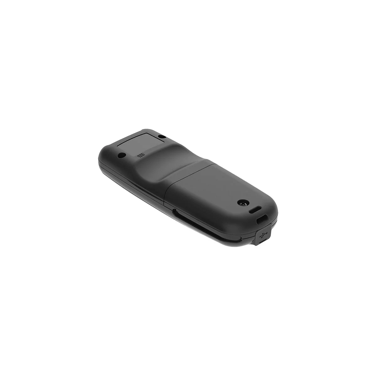Un appareil noir et allongé avec un connecteur USB et un petit écran.
