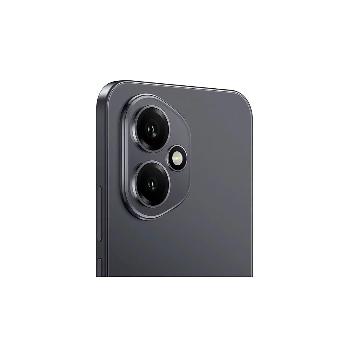 Nahaufnahme der Rückseite eines grauen Smartphones mit drei Kameralinsen.