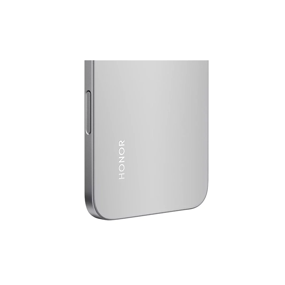 Nahaufnahme eines silbernen Smartphones mit dem Schriftzug "HONOR".