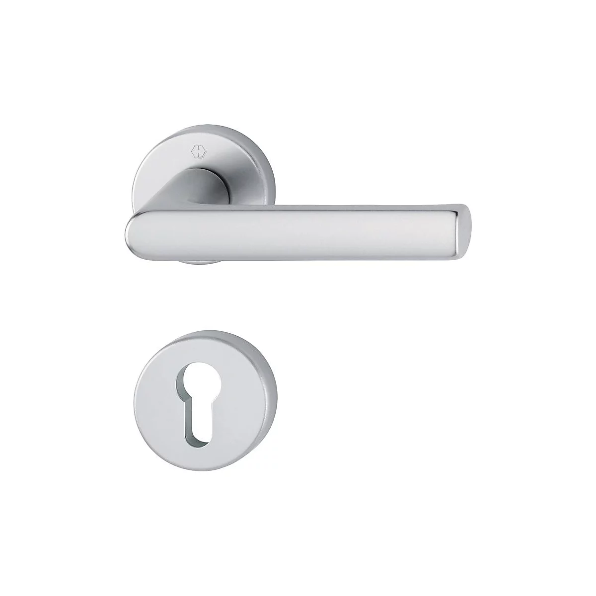 HOPPE Hamburg 1700/42KB/42KBS beslaggarnituur, aluminium F1, PZ DIN L/R, greeplengte 129 mm, voor deurdikte 37-47 mm