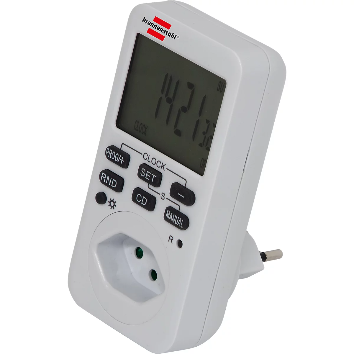 Horloge hebdomadaire brennenstuhl® Comfort-Line, numérique, format 12/24 h, 10 programmes, très grand écran, IP20, batterie incluse, blanc
