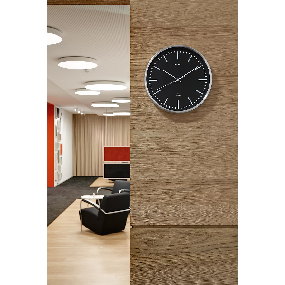 Horloge murale MAULfly MAUL, diamètre 30 cm, Horloge radio-pilotée, noir