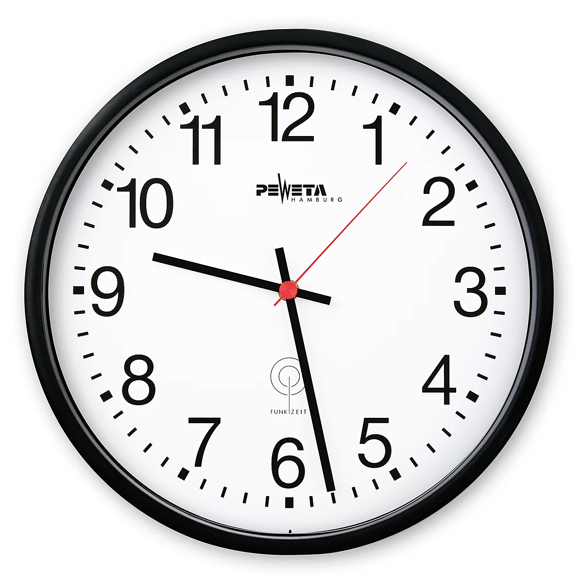 Horloge murale radio-pilotée, Ø 300 mm, noir