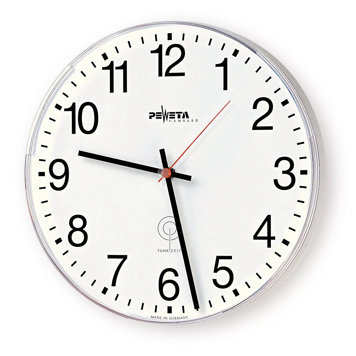 Horloge murale radio-pilotée, Ø 300 mm, sur pile ou sur secteur 230 V