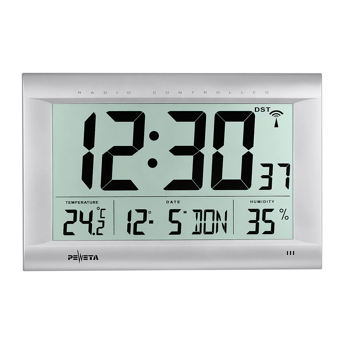 Horloge murale radio-pilotée numérique DCF 77 avec écran LC