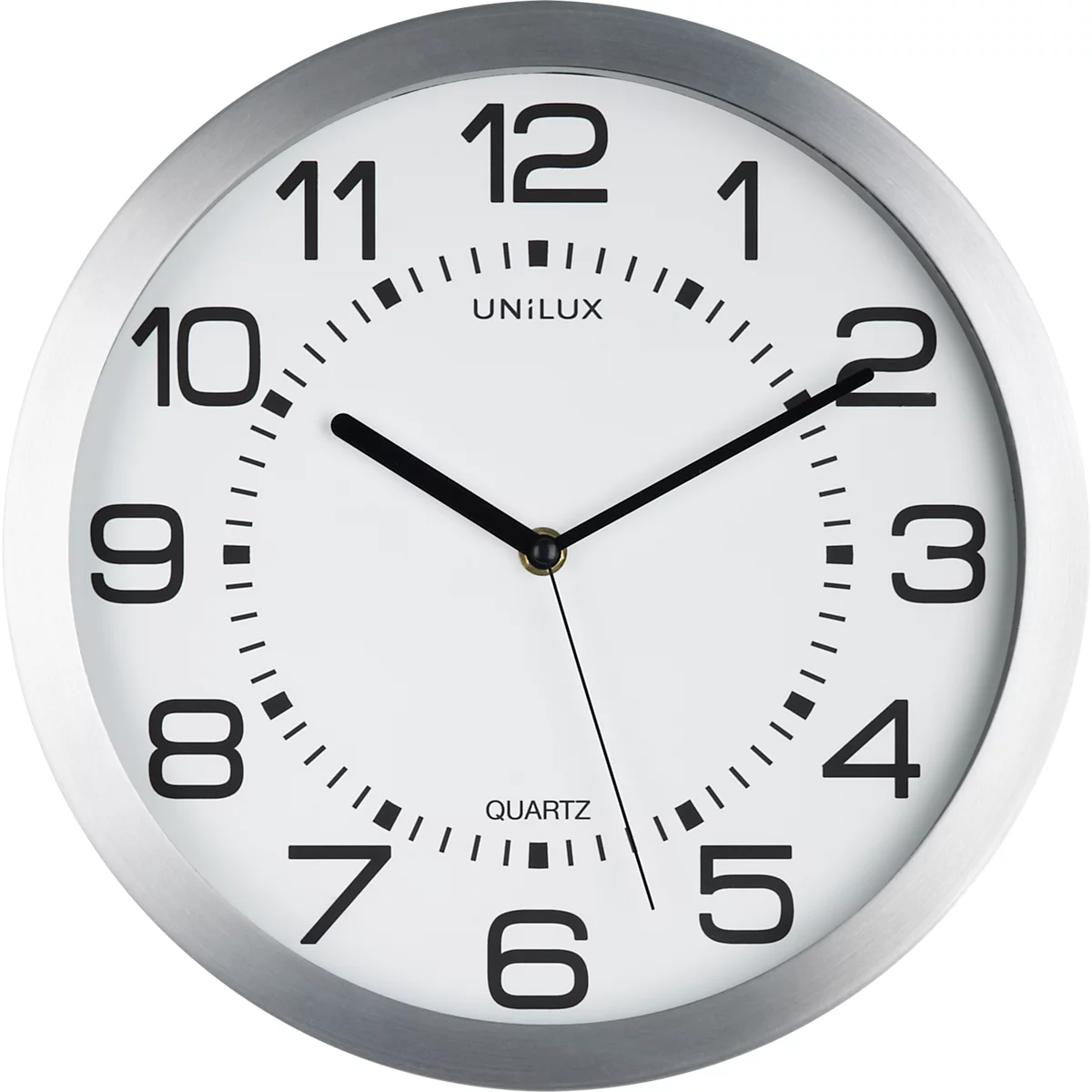 Horloge murale Unilux MOON gris métal, 30 cm, cadran éclairé, fonctionnement sur piles et secteur
