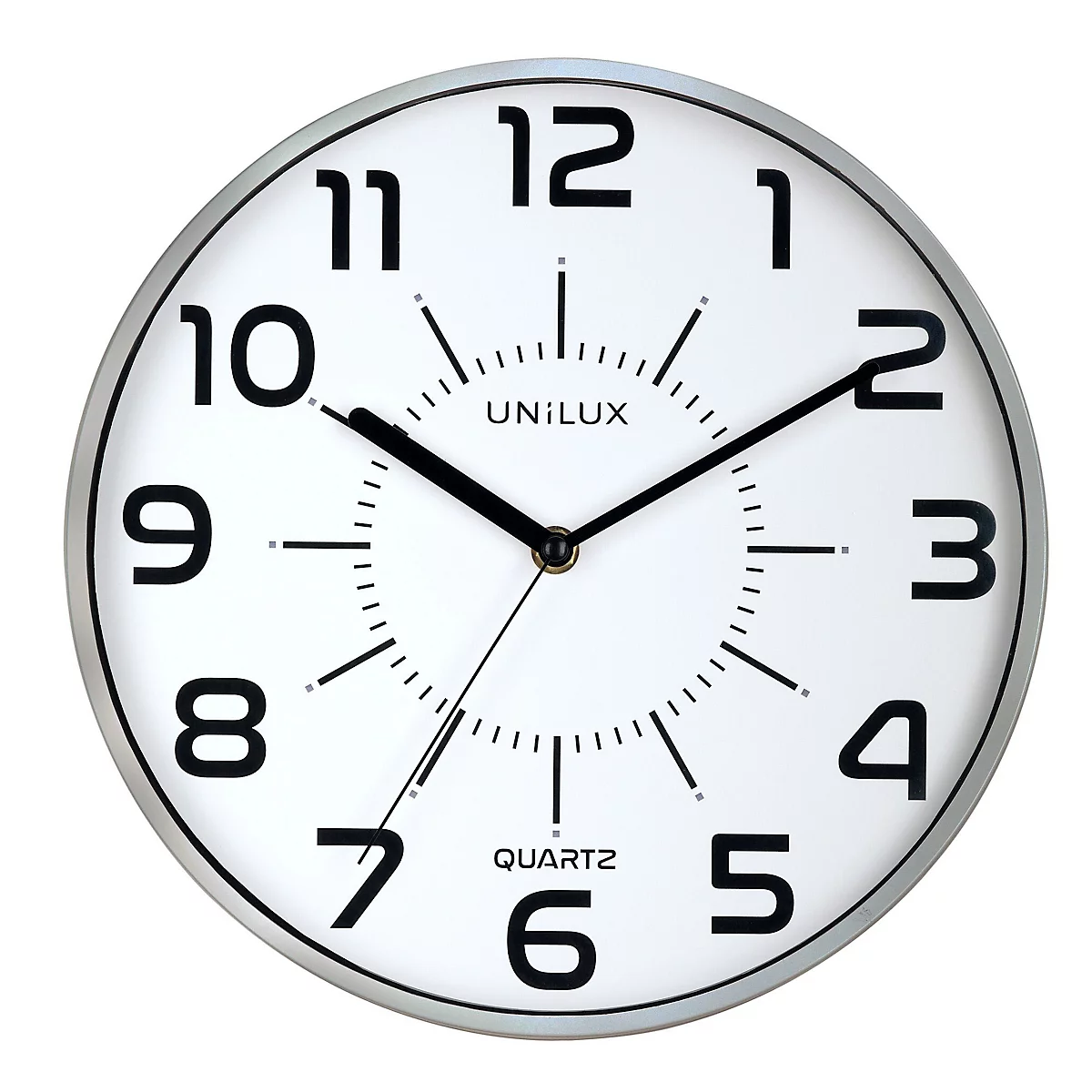 Horloge murale UNILUX Pop, quartz, Ø 30 cm, aiguilles silencieuses, gris métal