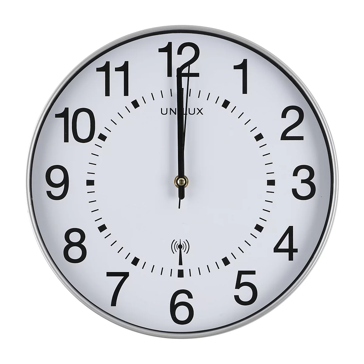 Horloge murale UNILUX Wave, radio, Ø 30 cm, gris métal
