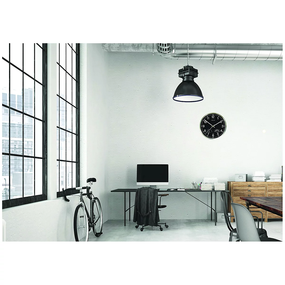 Horloge murale UNILUX Wetty, avec thermomètre et hygromètre, quartz, Ø 30 cm, gris métal