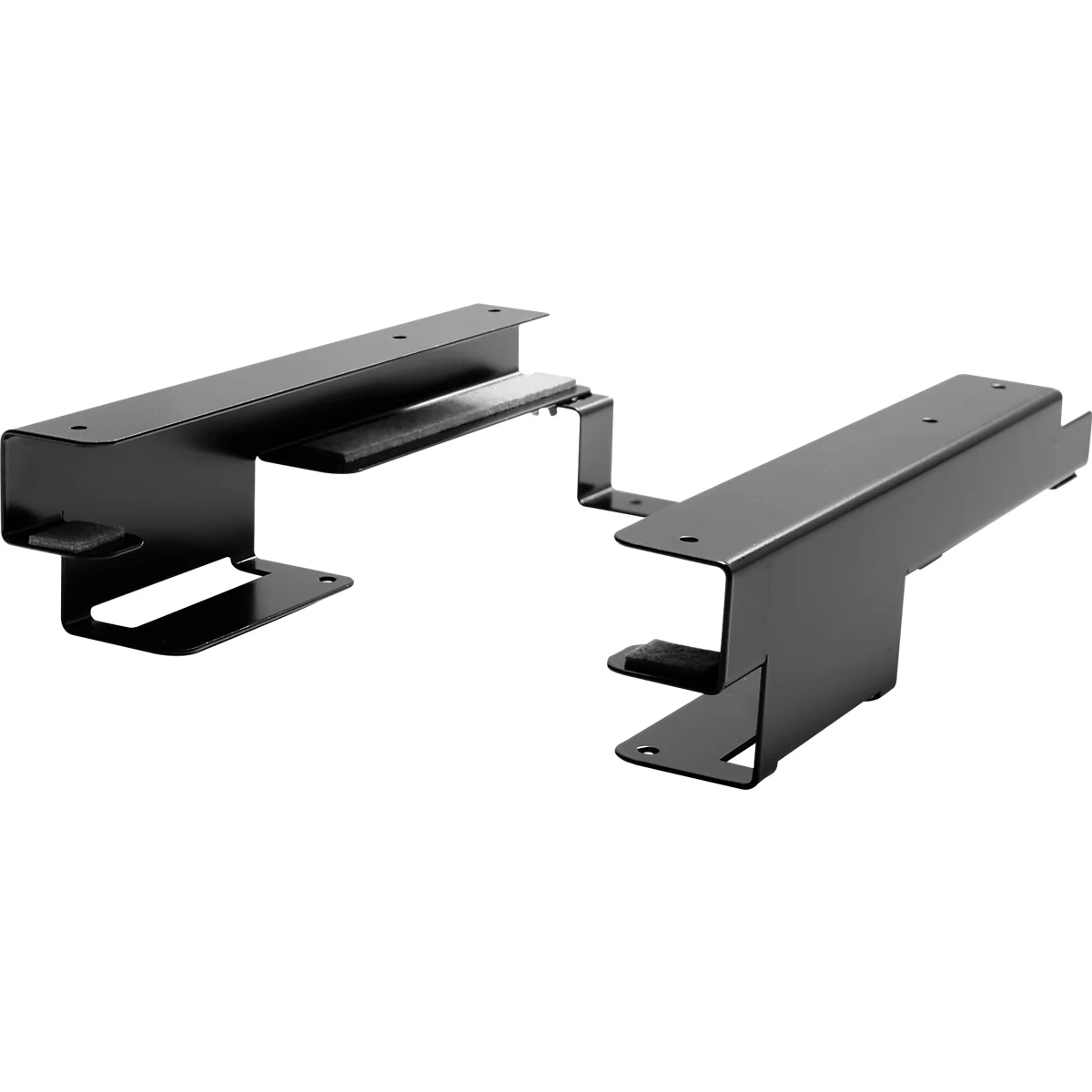 Houder voor laptop/dockingstation, horizontaal, voor 1 laptop 13-15″ en 1 dockingstation met B 164-240 mm, metaal, gitzwart RAL 9005
