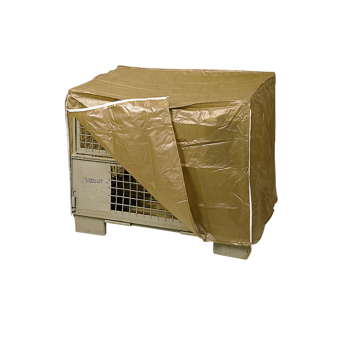 Housse imperméable pour caisse-palette métallique, 2 fermetures éclair, brun