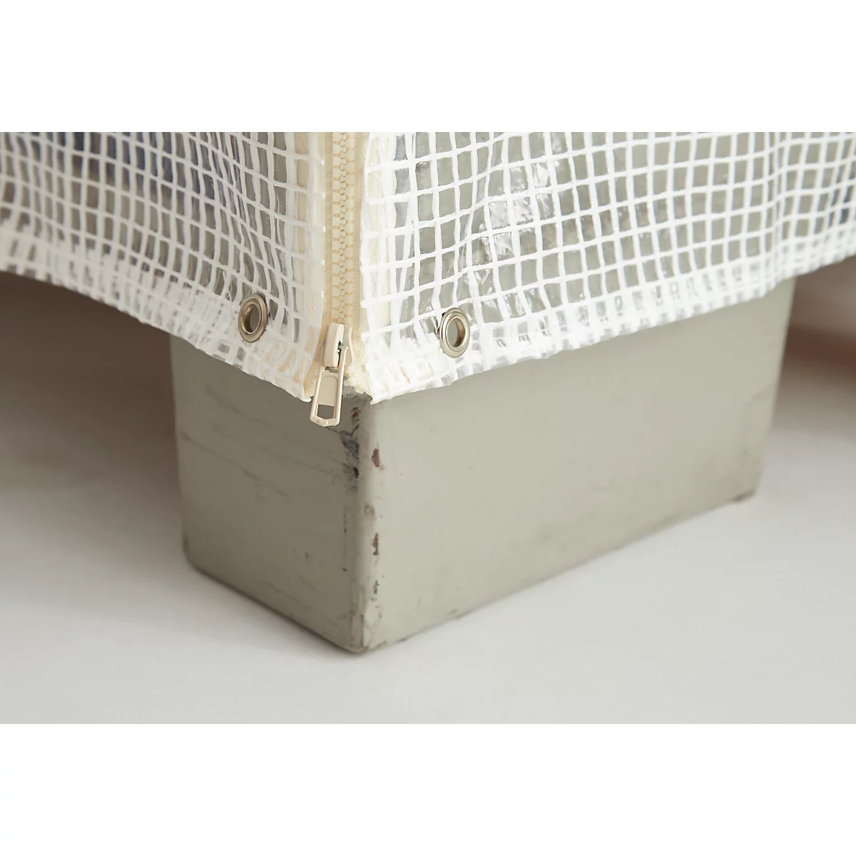 Housse imperméable pour caisse-palette métallique, 2 fermetures éclair, transparent