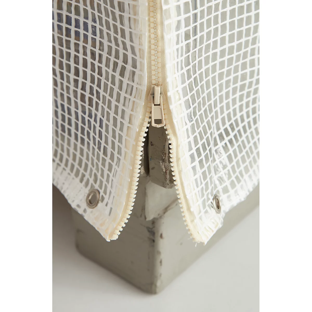 Housse imperméable pour caisse-palette métallique, 2 fermetures éclair, transparent