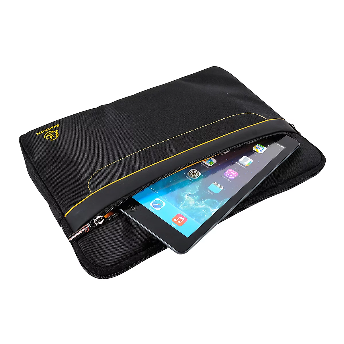 Housse pour ordinateur portable Exacompta Exactive®, pour 1 ordinateur portable ou tablette jusqu'à 13,3″,1 poche zippée, tissu polyester imperméable, noir
