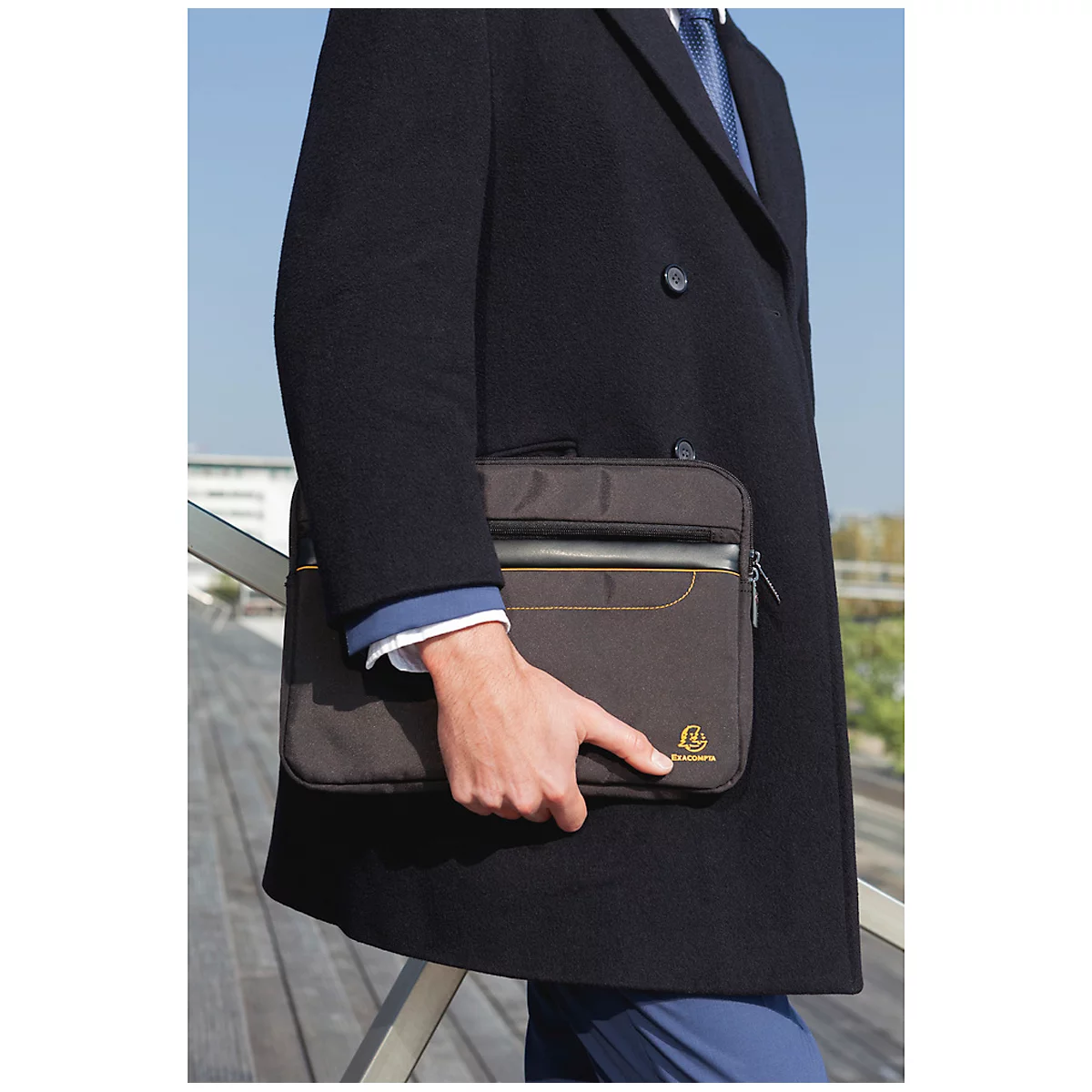 Housse pour ordinateur portable Exacompta Exactive®, pour 1 ordinateur portable ou tablette jusqu'à 13,3″,1 poche zippée, tissu polyester imperméable, noir