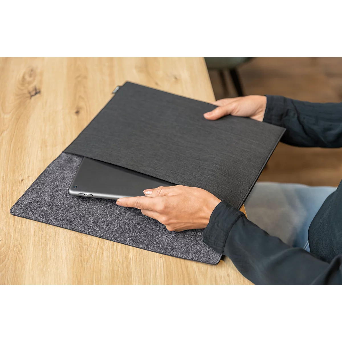 Housse Sigel pour ordinateur portable, taille S, pour 1 ordinateur portable jusqu'à 14″, RPET/feutre synthétique, gris foncé