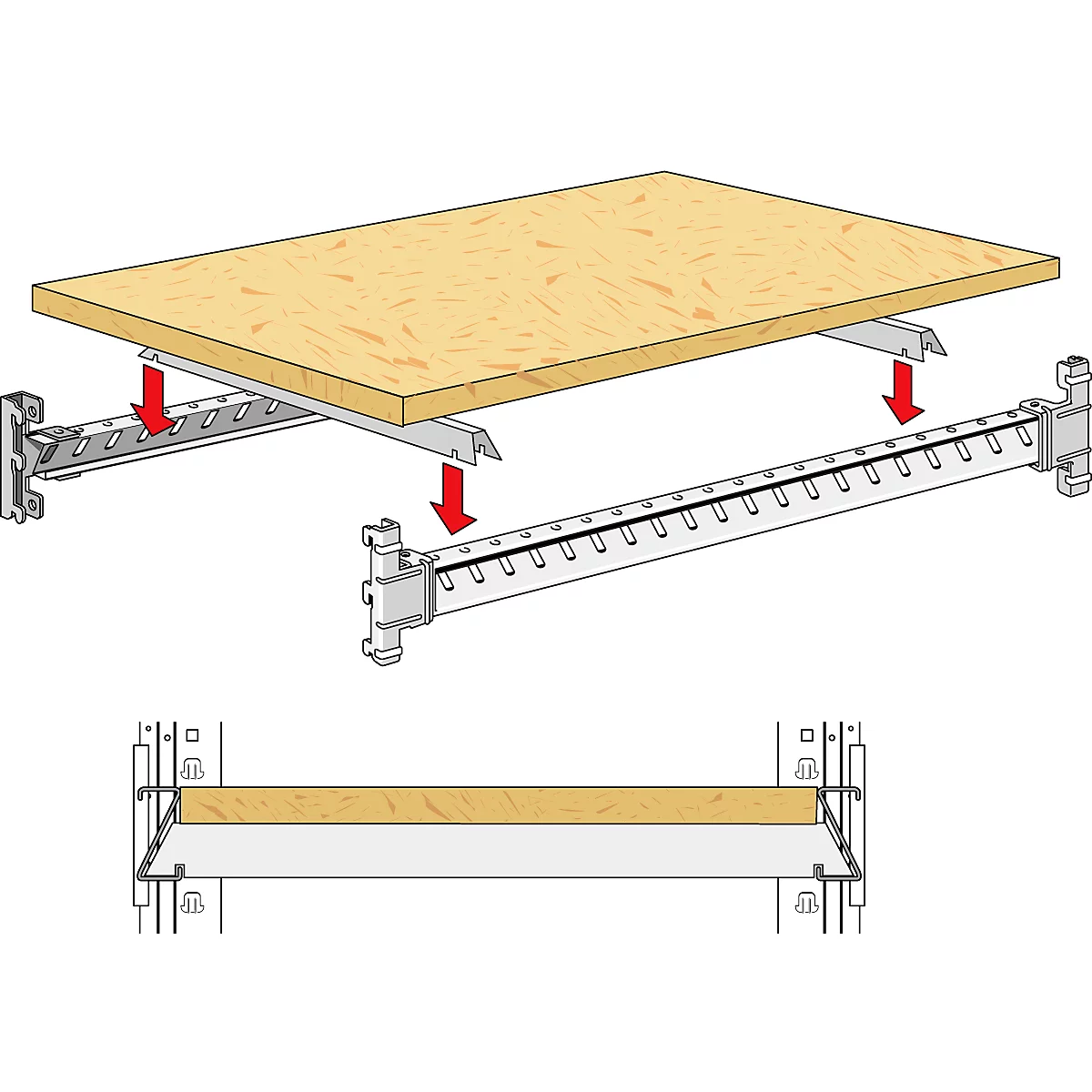 Houten legbord, gelijkvloers, B 1273 mm