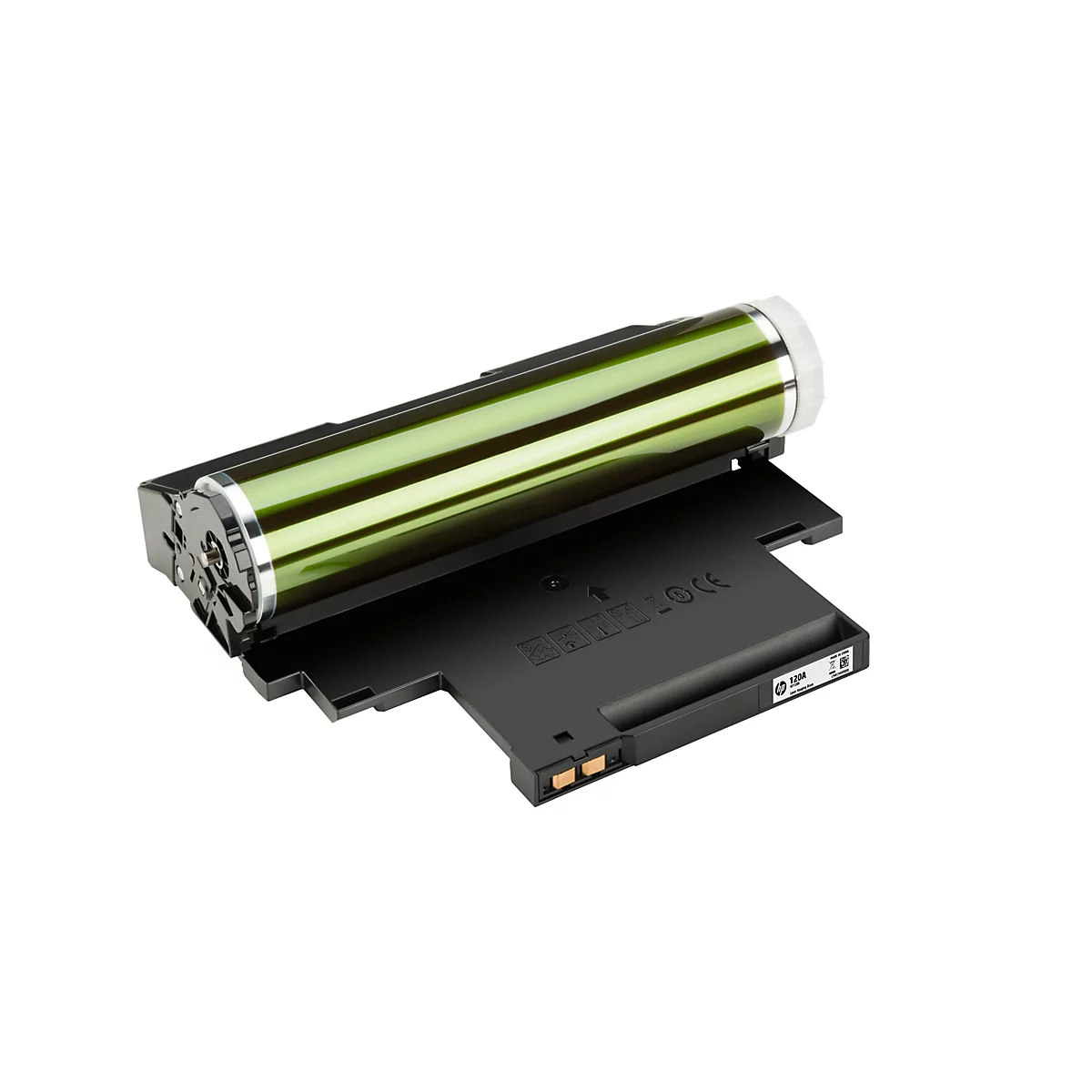 Schwarz-grüne Lasertrommel, weißer Hintergrund. Aufdruck: HP 120A Laser Imaging Drum.
