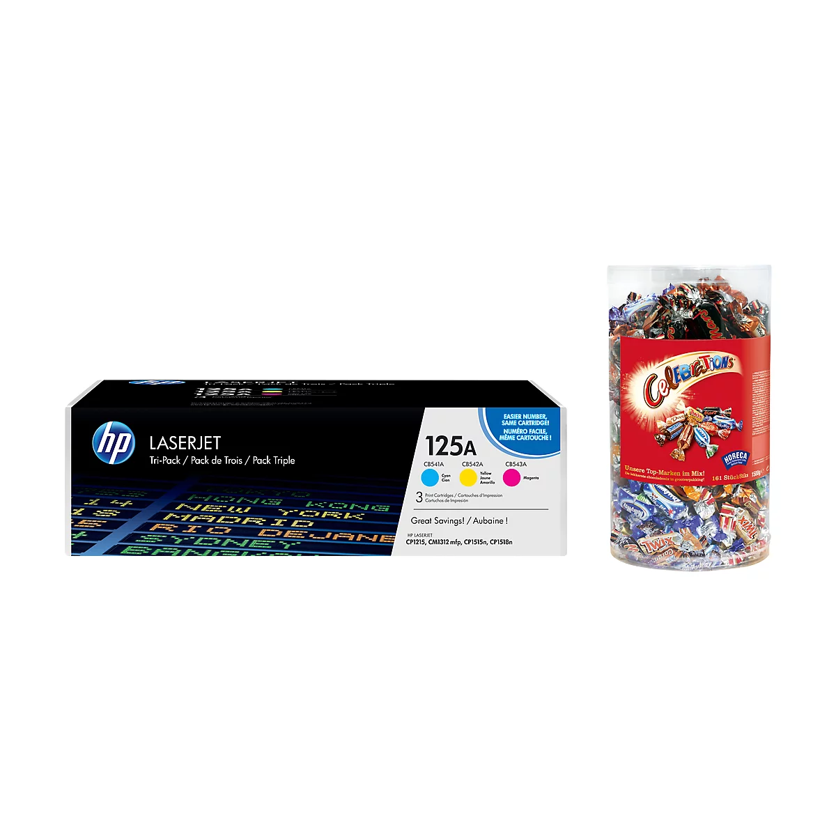 HP 125A Tripack LaserJet CF373AM Toner cyan/magenta/gelb + Celebrations GRATIS, original