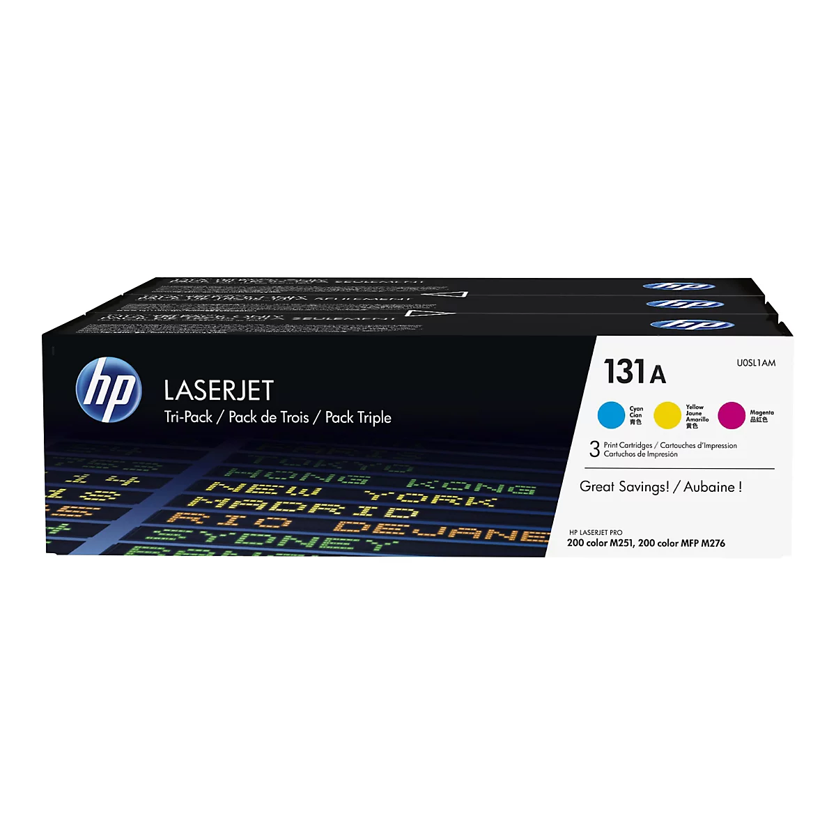 HP 131A - pack de 3 - jaune, cyan, magenta - original - LaserJet - cartouche de toner (U0SL1AM)