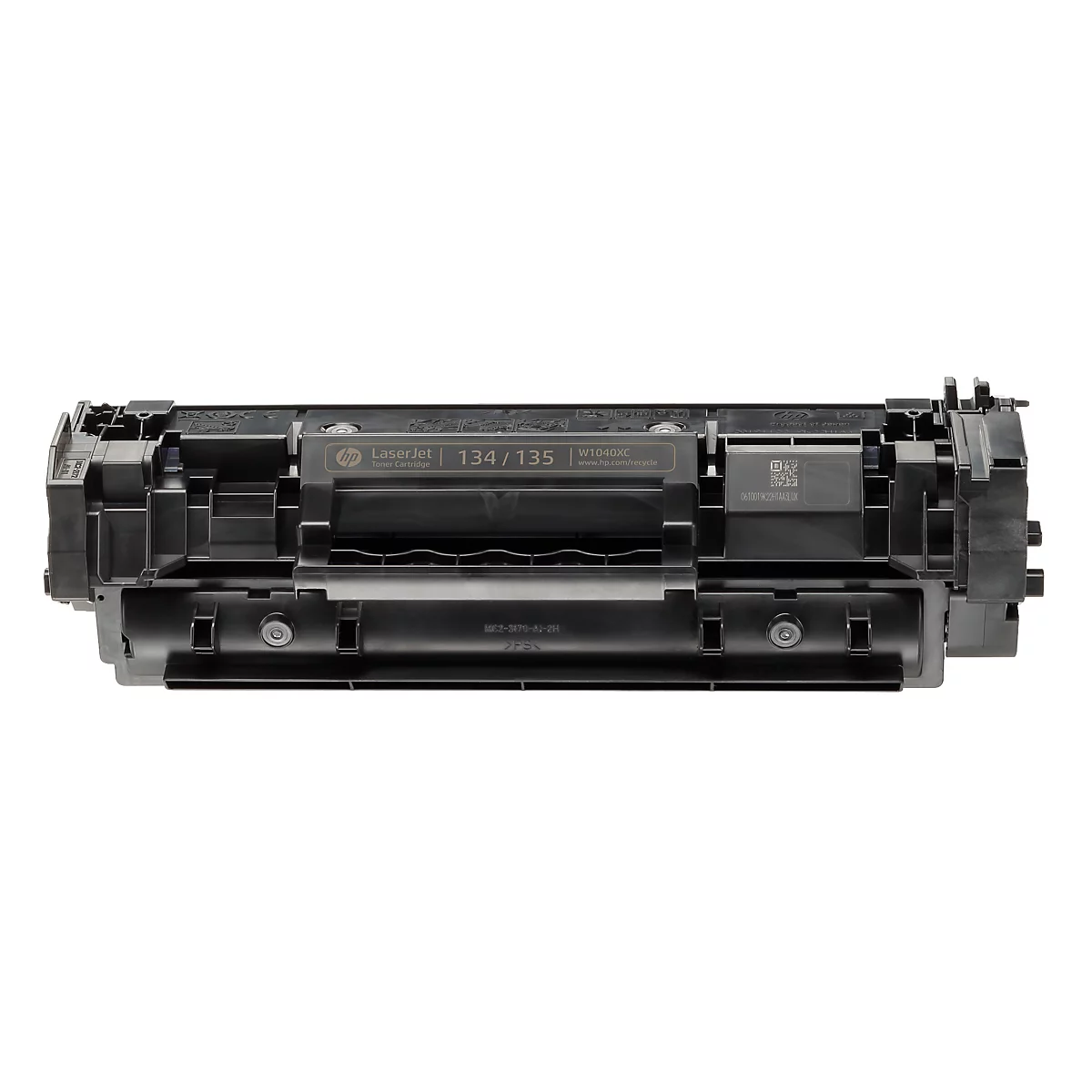 Gros plan d'une cartouche de toner noire avec l'inscription '134/135'.