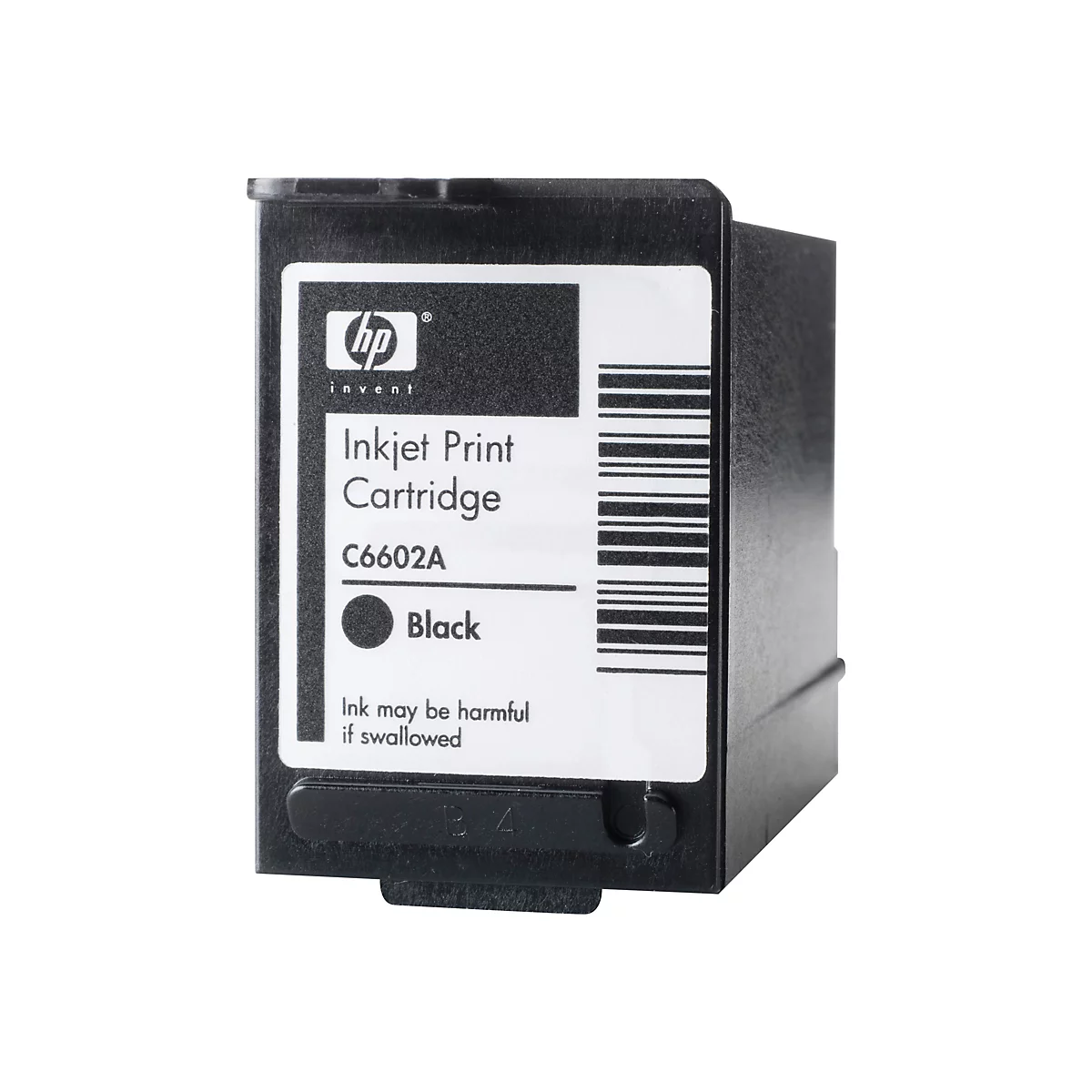 Schwarze HP Tintenpatrone, Etikett mit Aufschrift 'Inkjet Print Cartridge' und 'Black'.