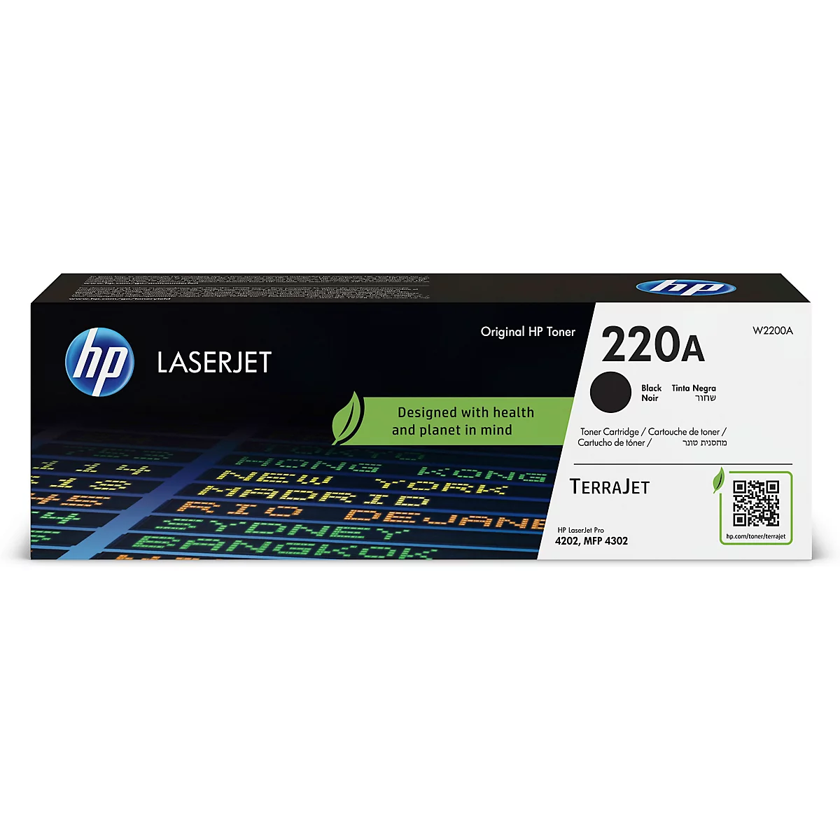 HP Laserjet Tonerkartusche, Schwarz, W2200A. Aufdruck: 220A, Terrajet, HP Original Toner.