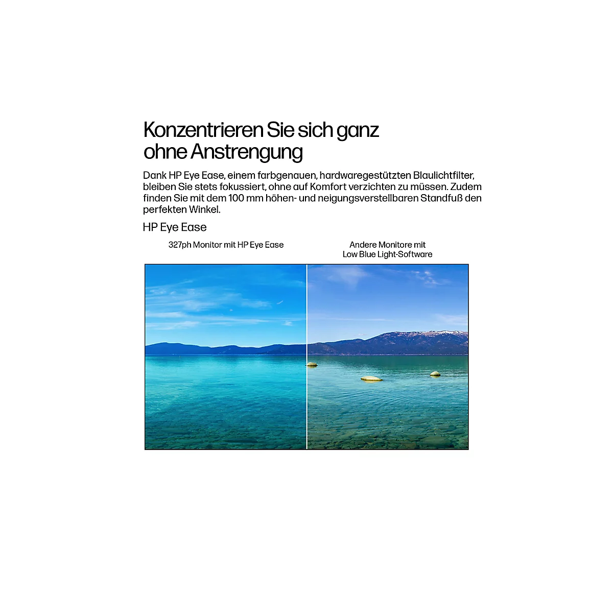 Vergleichsbild: HP Eye Ease zeigt kräftige Farben, Standard-Filter wirkt gelblicher.