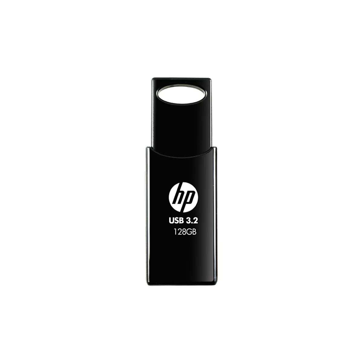 Clé USB HP noire, logo HP, USB 3.2, 128 Go.