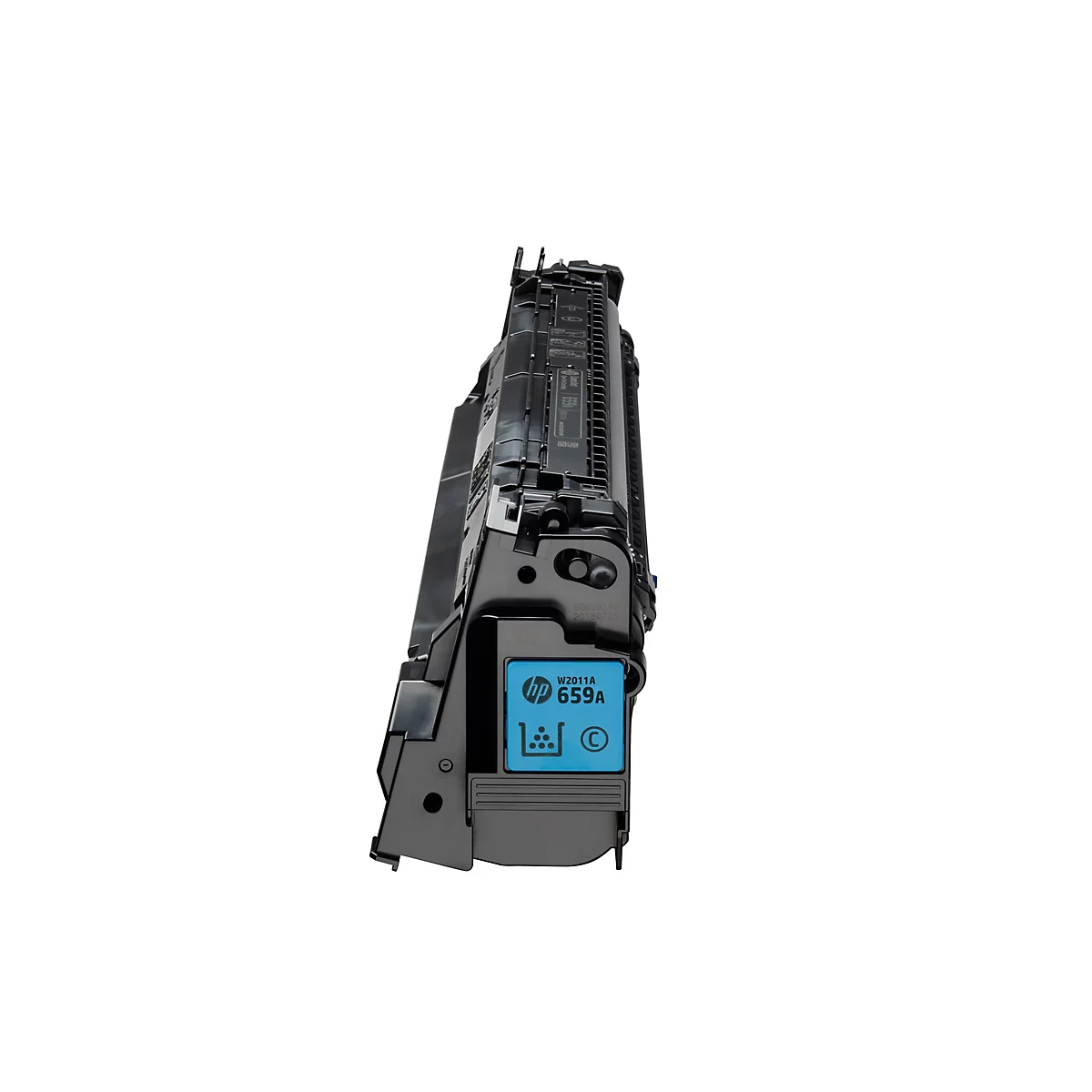 Schwarze HP Tonerkartusche, W2011A 659A, auf weißem Hintergrund.