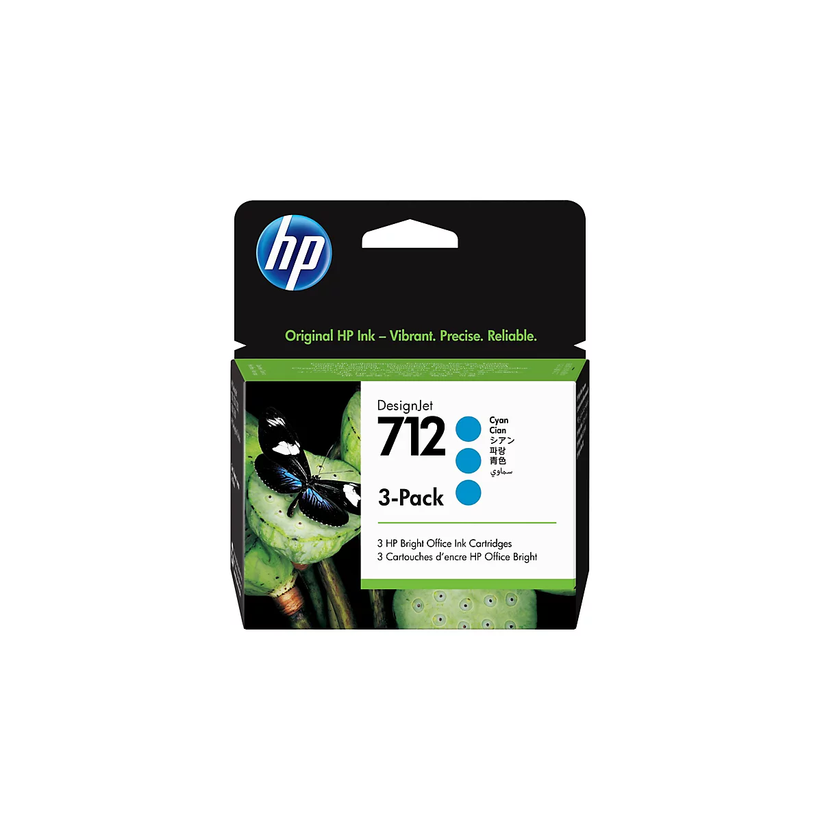 HP-Tintenpatronen-Packung, zeigt das Produkt im Detail, mit Markenlogo und Produktbezeichnungen.