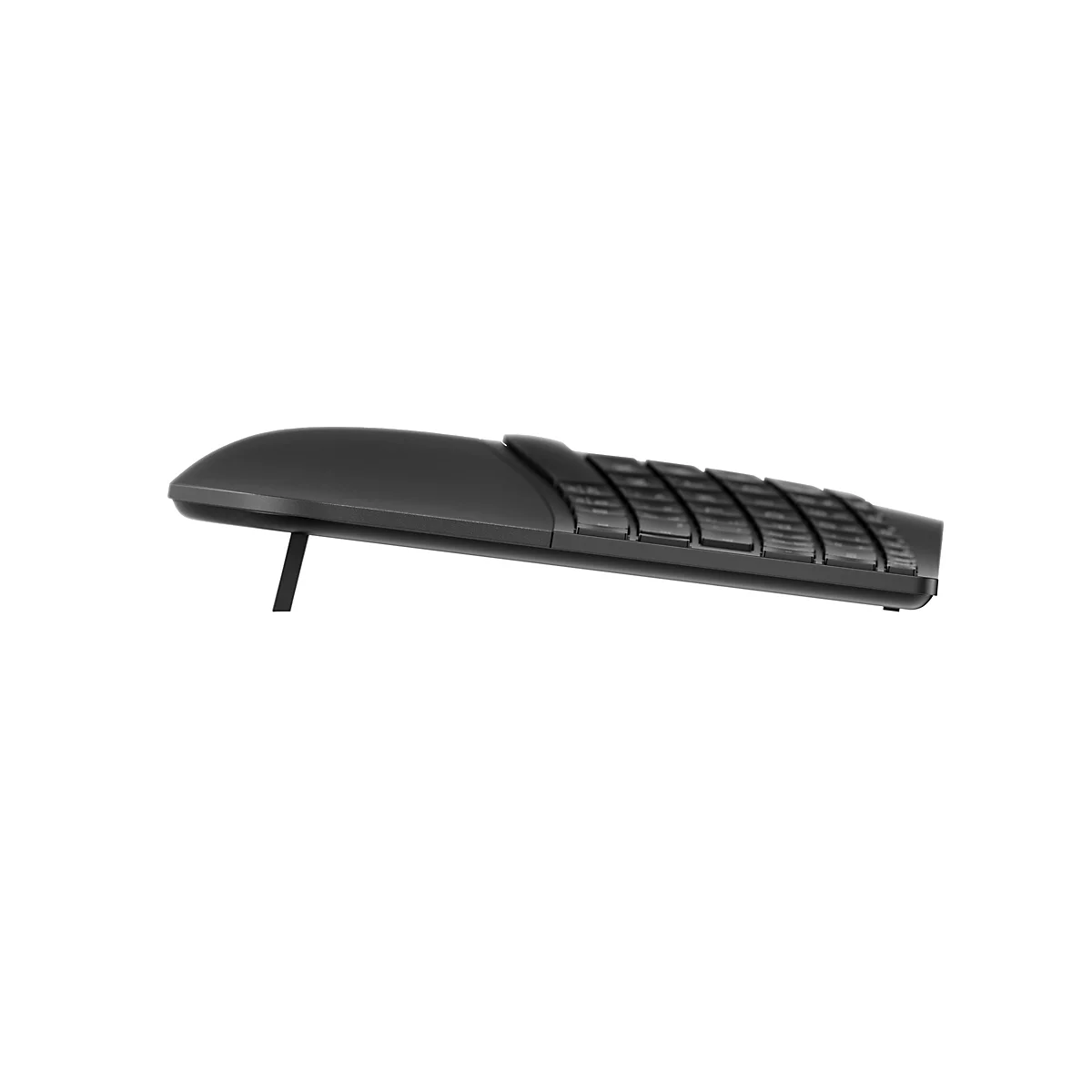 Schwarzes Computermouse-Pad, schräg von der Seite gezeigt.