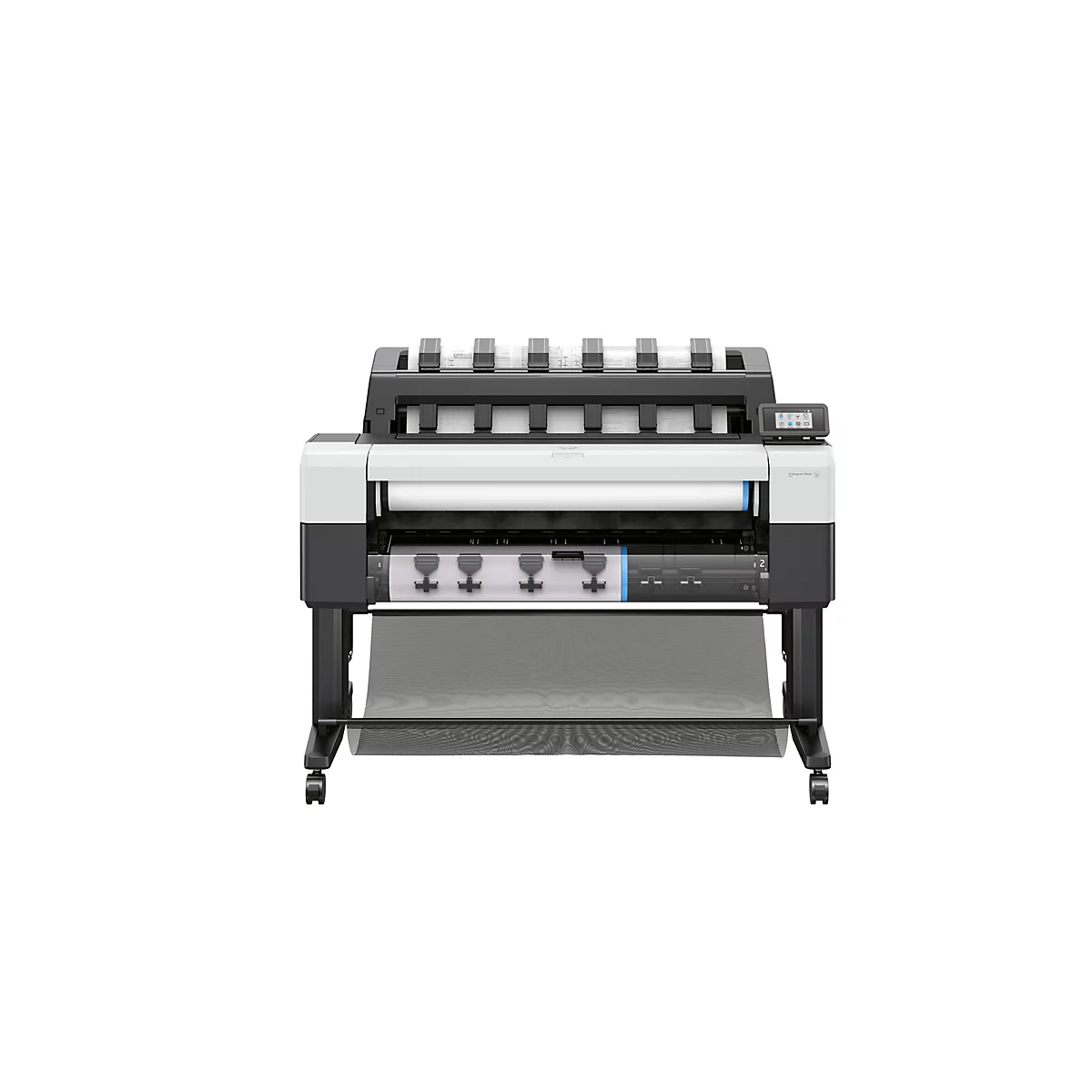 Großformatdrucker HP DesignJet T850 in Weiß und Schwarz vor neutralem Hintergrund.