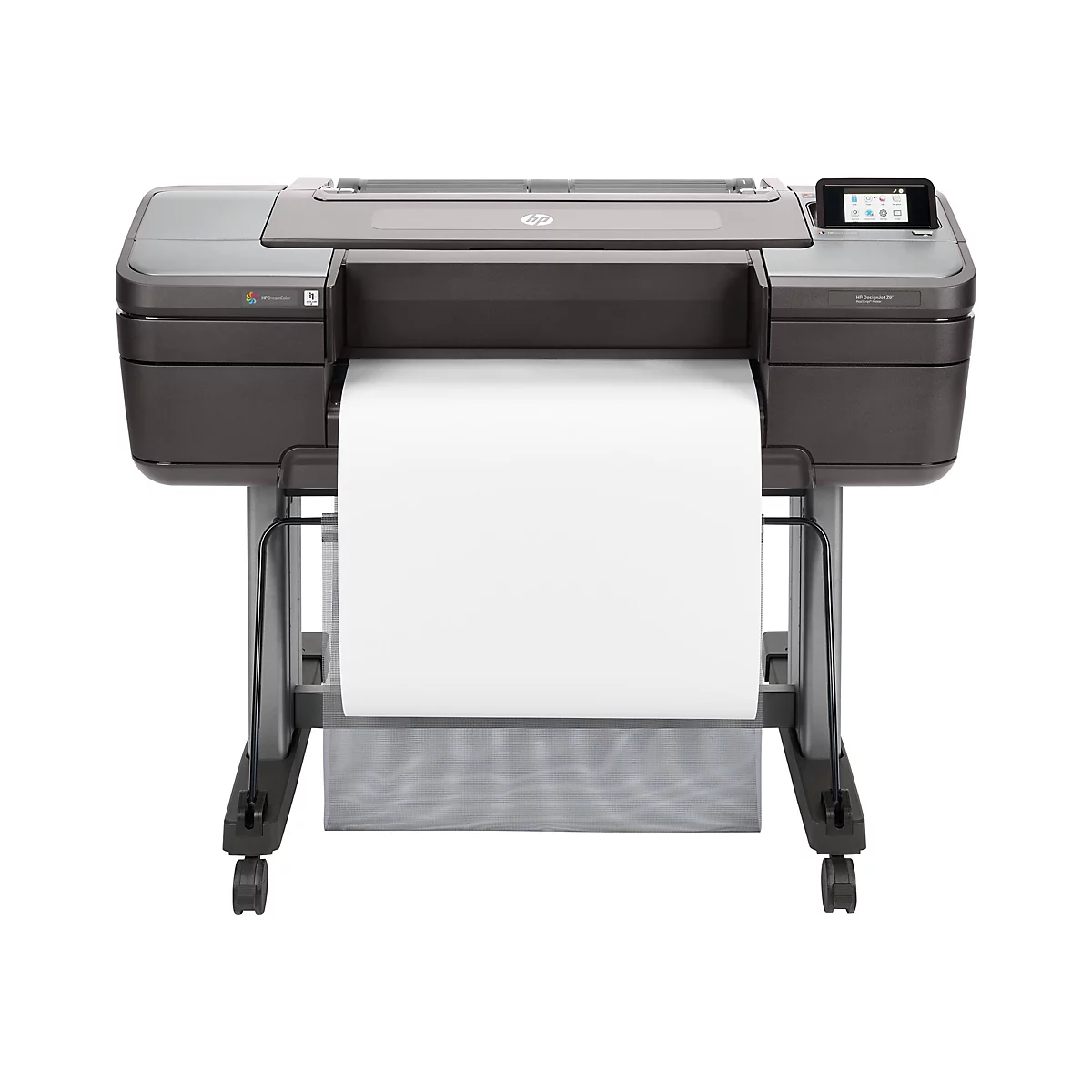 Drucker, HP DesignJet Z9, großformatiger Drucker, Papierausgabe, LCD-Bildschirm.