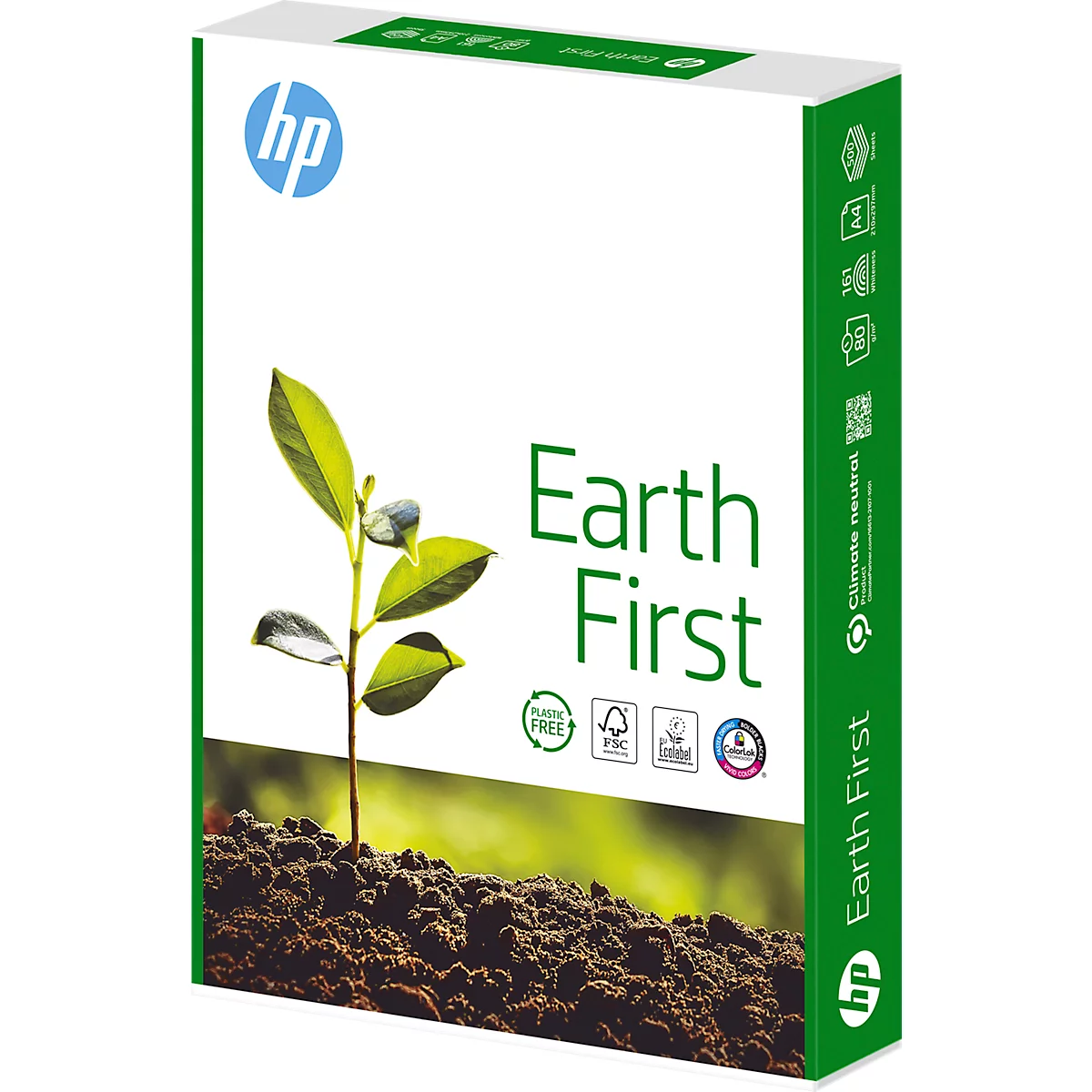 HP Earth First CHP140 kopieerpapier, DIN A4, 80 g/m², zuiver wit, 1 doos = 5 x 500 vellen