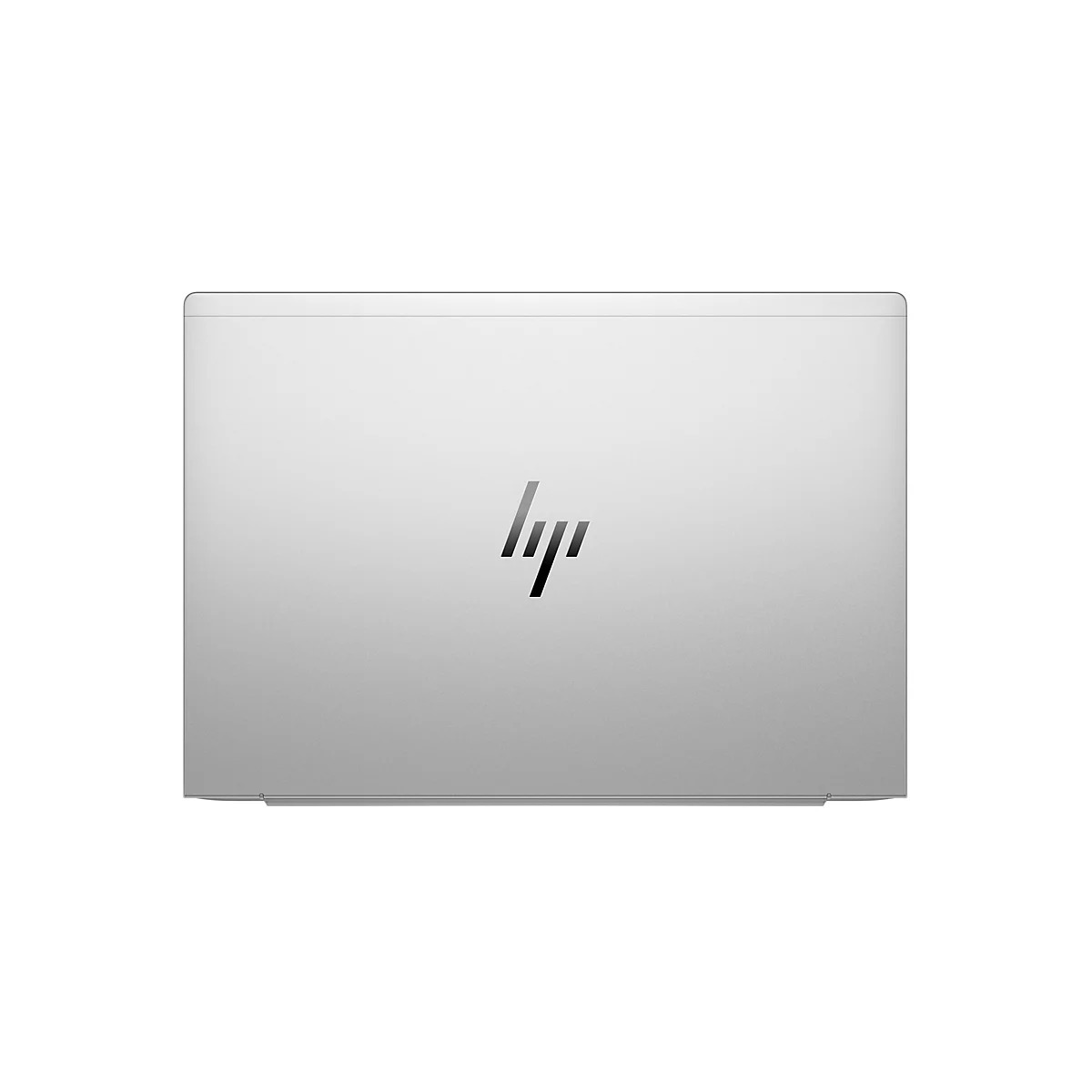 Silberner Laptop-Deckel mit HP-Logo.